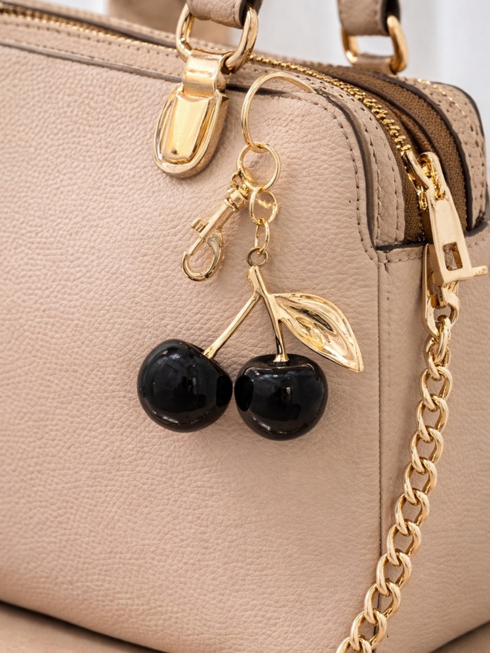 Black and Gold Cherry bag Charm